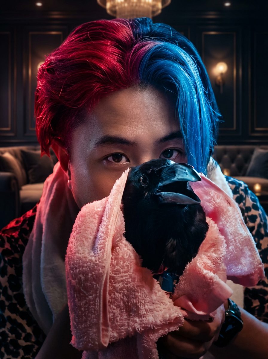 杉田勇人 ツートンヘア（赤×青）スタイル1